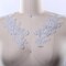 2 Pieces Shimmery Silver Lace Appliques with Pearl and Sequin Detailing for Costumes and Gowns